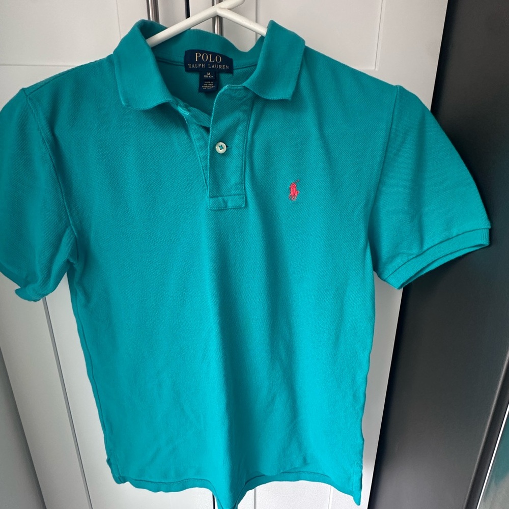 Polo by Ralph‎ Lauren Teal Polo with Red Pony Embroidery Size 10/12